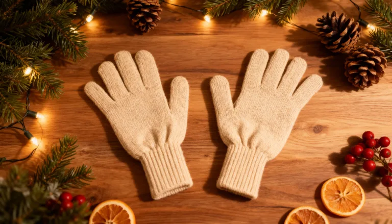 В’язані зимові рукавиці бежевого кольору