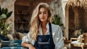 Новорічний фартух із логотипом компанії — стильні брендовані фартухи оптом для корпоративних подарунків.