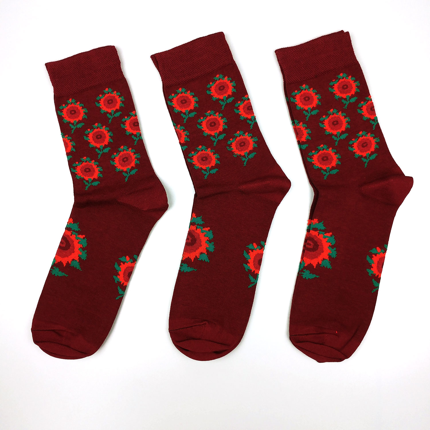 Шкарпетки з малюнком Червоні квіти